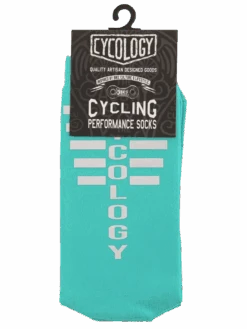 Cycology Aqua Reflective Logo Cycling Socks -Cycology AQUA REFLECTIVE SOCK packaged