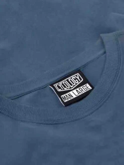 Gone Riding Men's T Shirt -Cycology Denim Blue men s tee collar detail