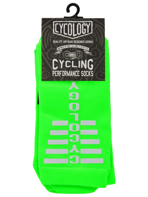 Cycology Green Reflective Logo Cycling Socks 3 Cycology Green Reflective Logo Cycling Socks - Image 3