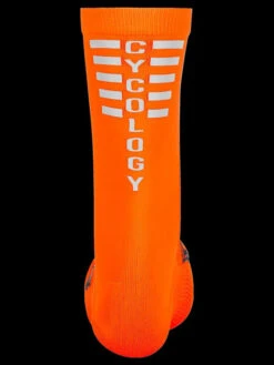 Cycology Orange Reflective Logo Cycling Socks -Cycology FLURO ORANGE REFLECTIVE SOCK BACK