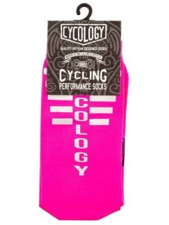 Cycology Reflective Logo Cycling Socks Pink -Cycology FLURO PINK REFLECTIVE SOCK pack 212206
