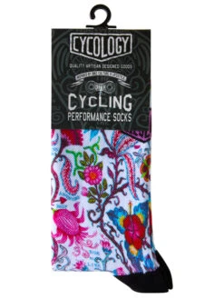Secret Garden White Cycling Socks -Cycology SECRET GARDEN WHITE CYCLING SOCKS PACKAGING