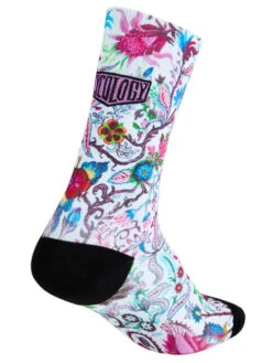 Secret Garden White Cycling Socks -Cycology SECRETGARDEN WHITE BACK ANGLE SOCK