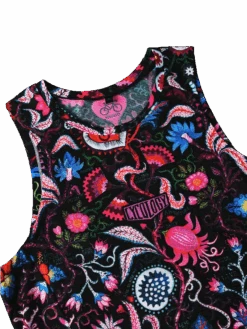 Secret Garden Sleeveless Women's Base Layer Black -Cycology SECRET GARDEN BLACK FRONT DETAIL
