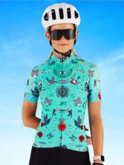 Tattoo Women's Classic Jersey -Cycology TATTOO AQUA SS CYCLING JERSEY BACK