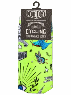 Tattoo Cycling Socks -Cycology TATTOO LIME CYCLING SOCK PACKAGED