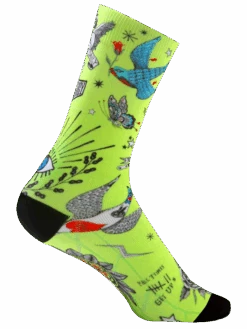 Tattoo Cycling Socks -Cycology TATTOO LIME CYCLING SOCK SIDE