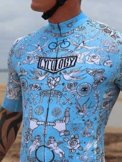 Velo Tattoo Men's Classic Jersey Blue -Cycology Velo Tattoo Blue 4 194209