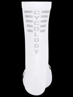 Cycology White Reflective Logo Cycling Socks -Cycology WHITE Reflective Logo Sock BACK DARK