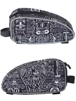 Wisdom Black Top Tube Bag -Cycology WISDOM TATTOO SIDE TOPTUBE BAG